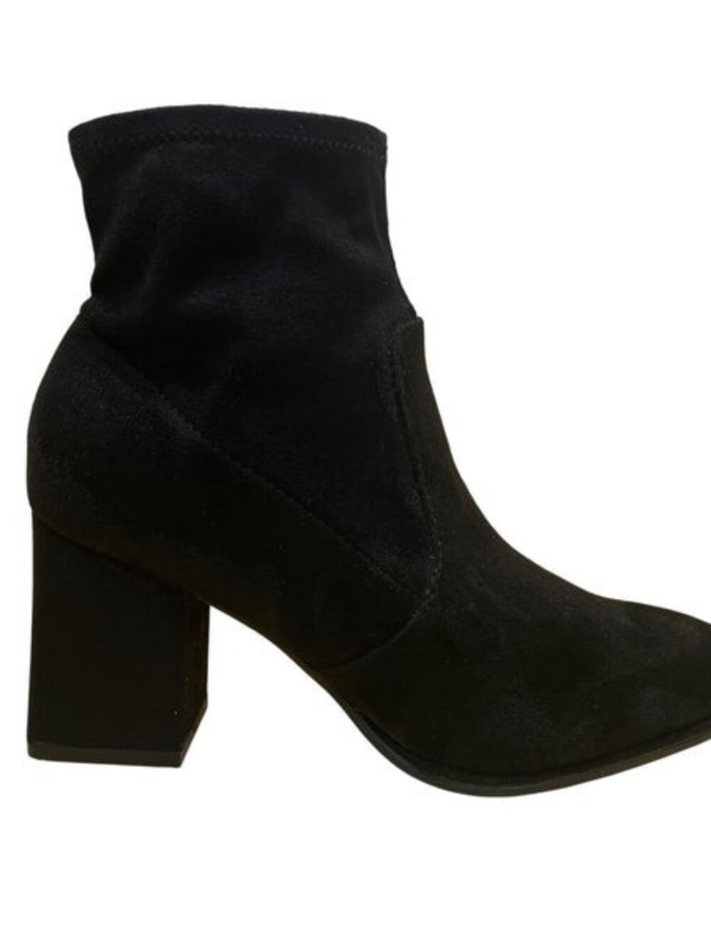 Marc Fisher Balli2 Black Textile Sock Ankle Boots Suede Block Heel